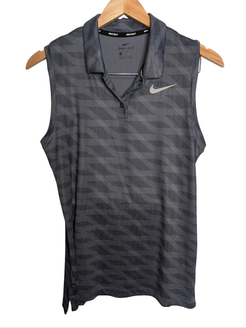 Nike Golf Dark Gray Patterned Dri-FIT Sleeveless Polo